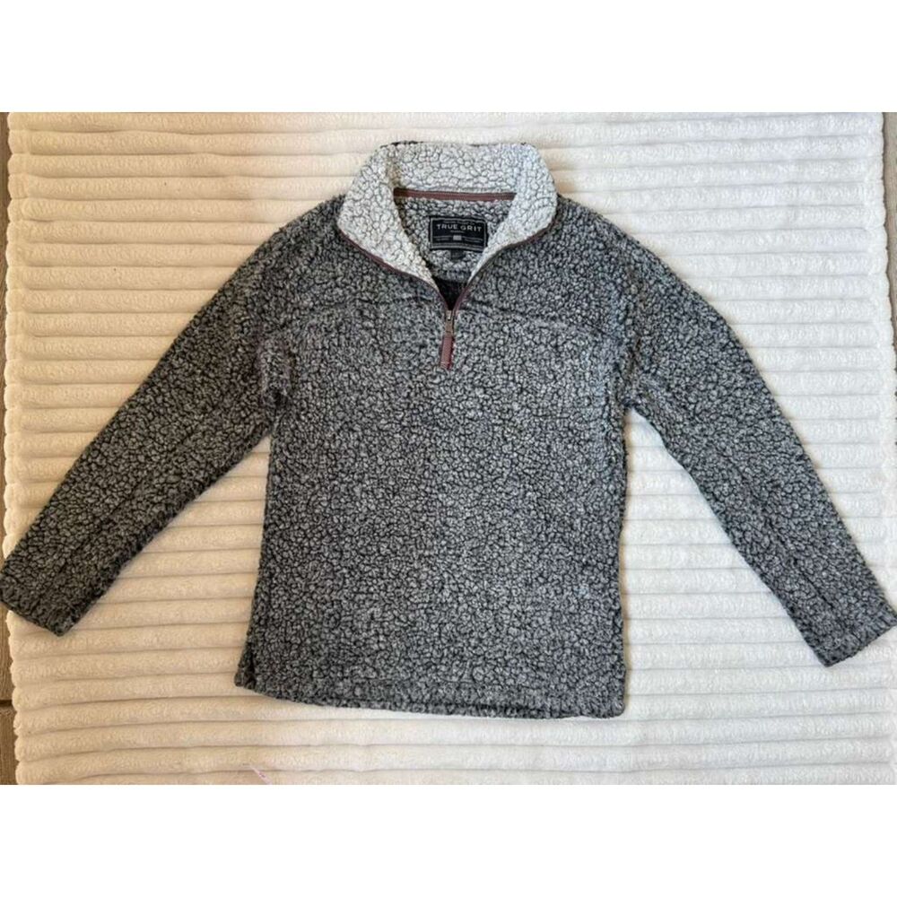 True Grit Frosty Tip Sherpa 1/4 Zip Pullover Gray Size XS